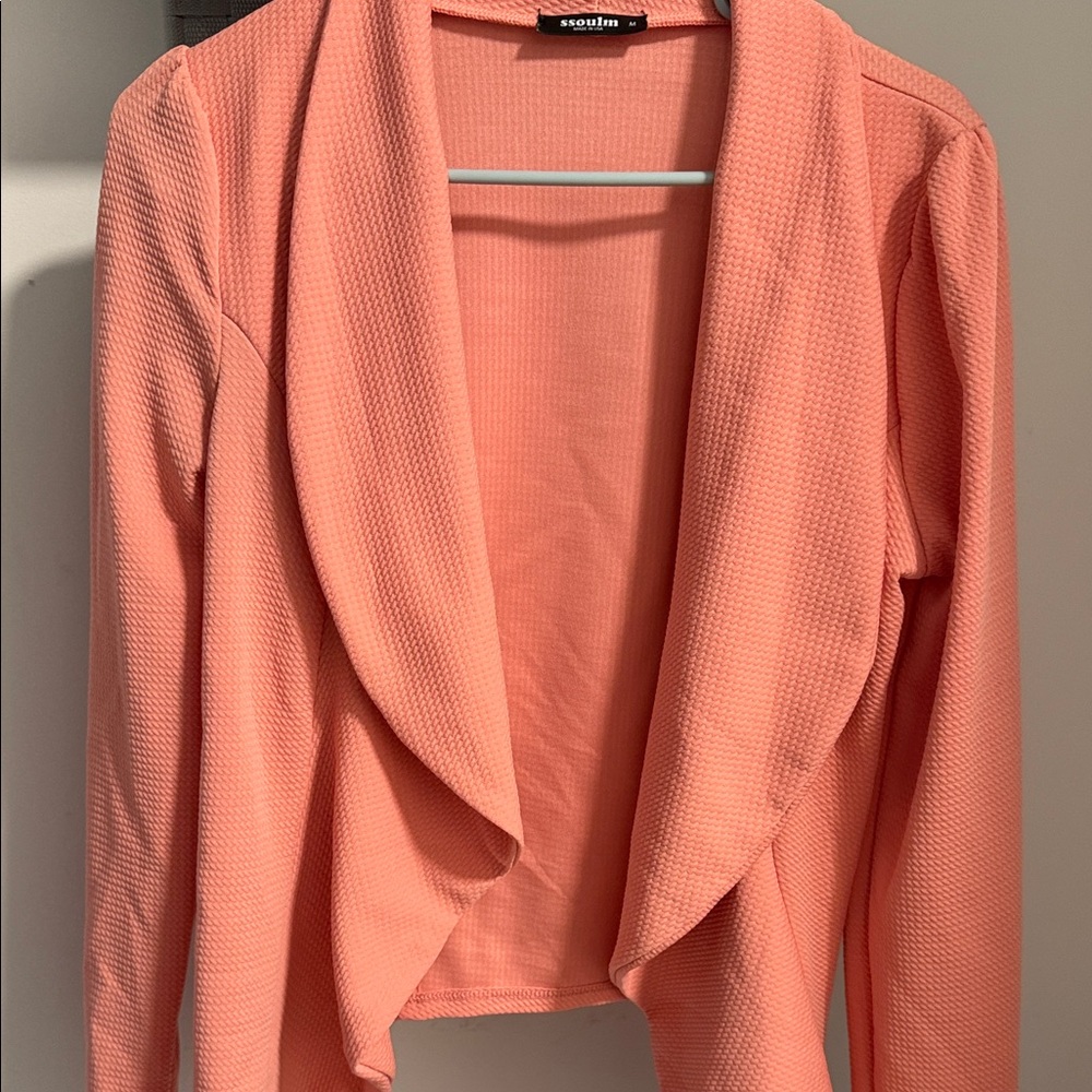 Oulm Women's Peach Open Front Blouse